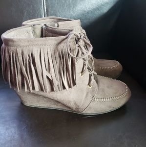 Maurices Fringed Wedge booties